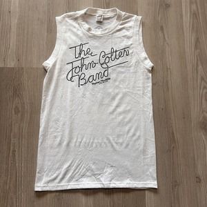 Vintage 1981 The John Colter Band Bozeman Montana White Black Tank Top Shirt S